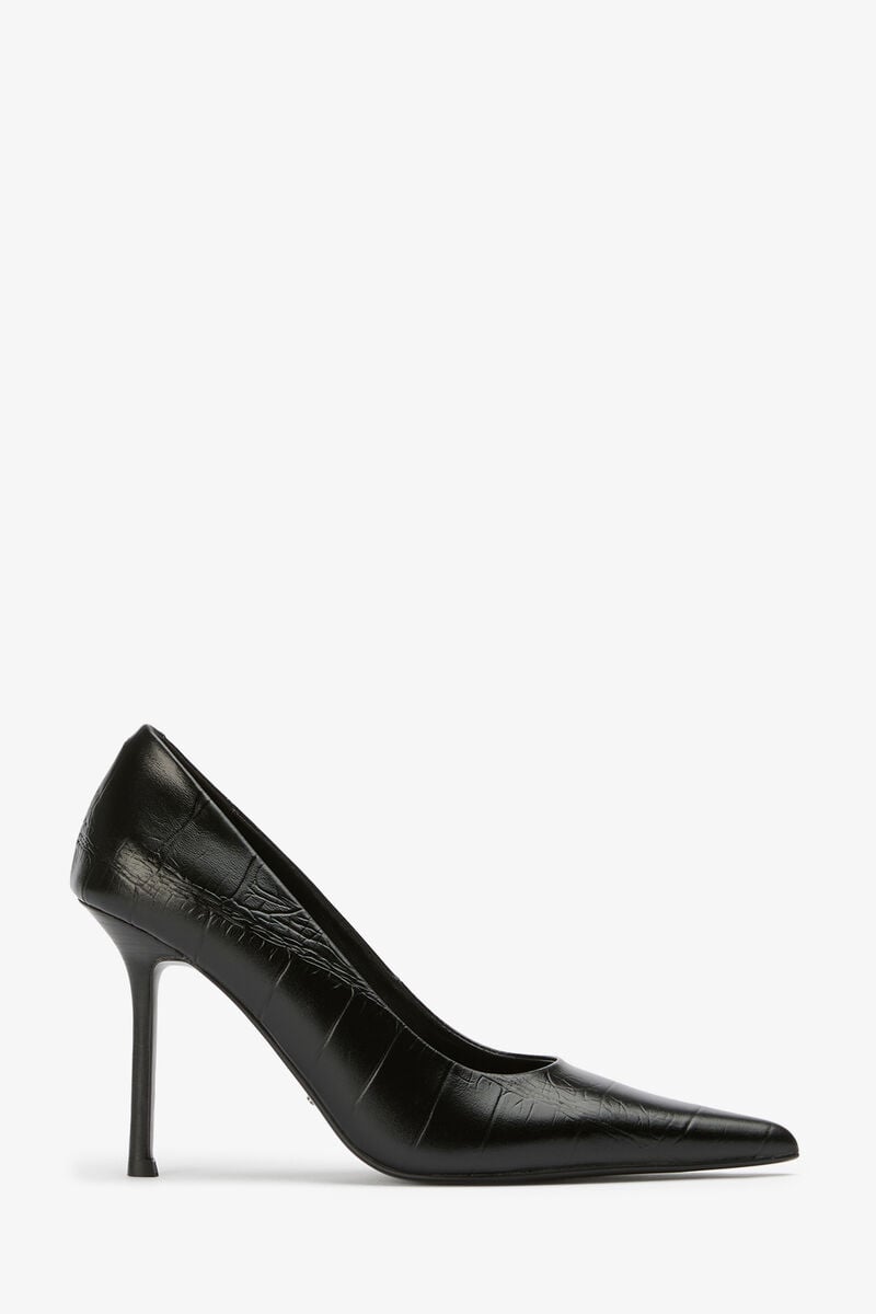 NIKI BLACK CROC HEELS in colour BLACK