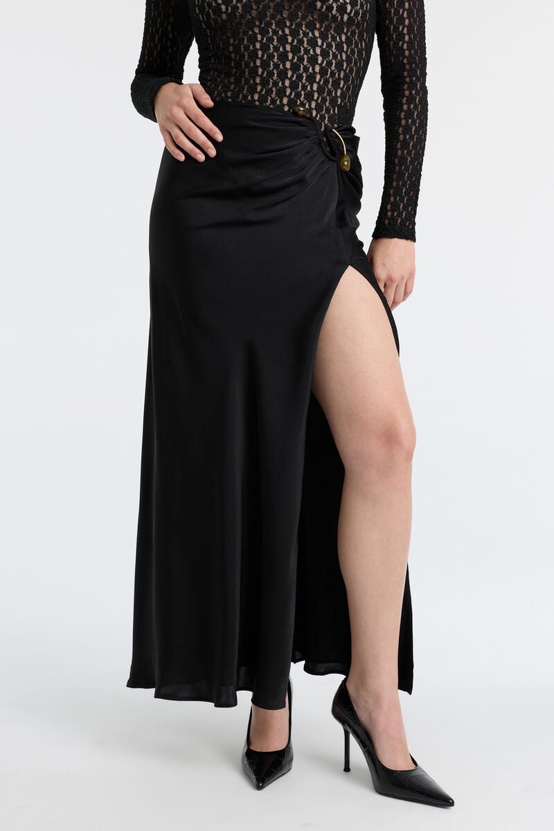 DYLAN SPLIT FRONT MAXI SKIRT in colour Black
