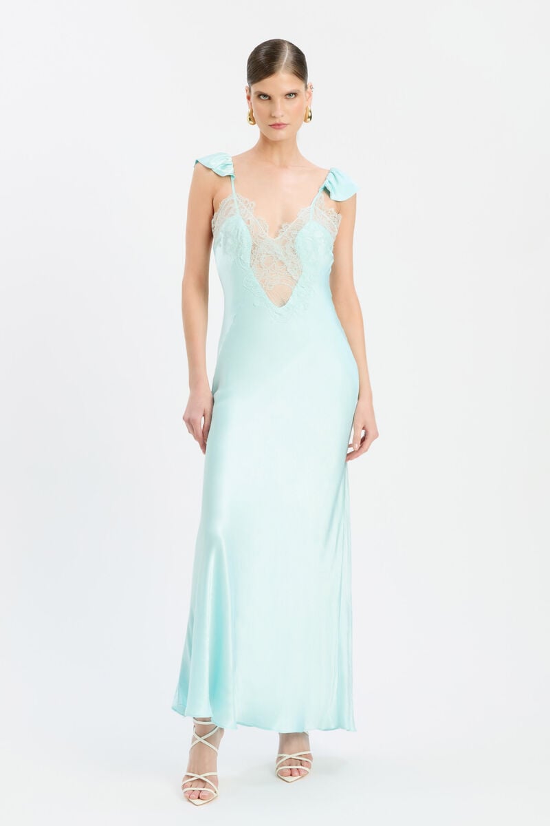 IVY LACE DETAIL MAXI DRESS in colour Aqua