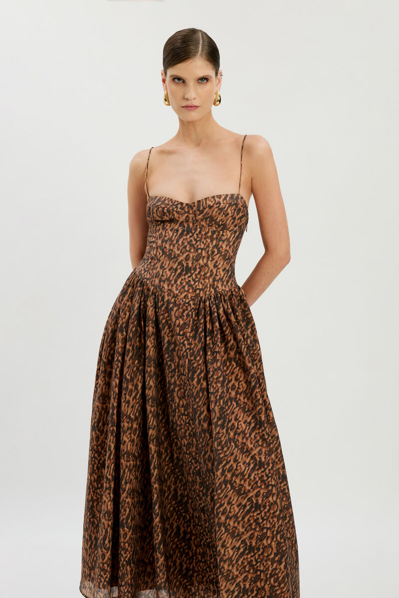 ESTIE PRINTED MAXI DRESS in colour Leopard
