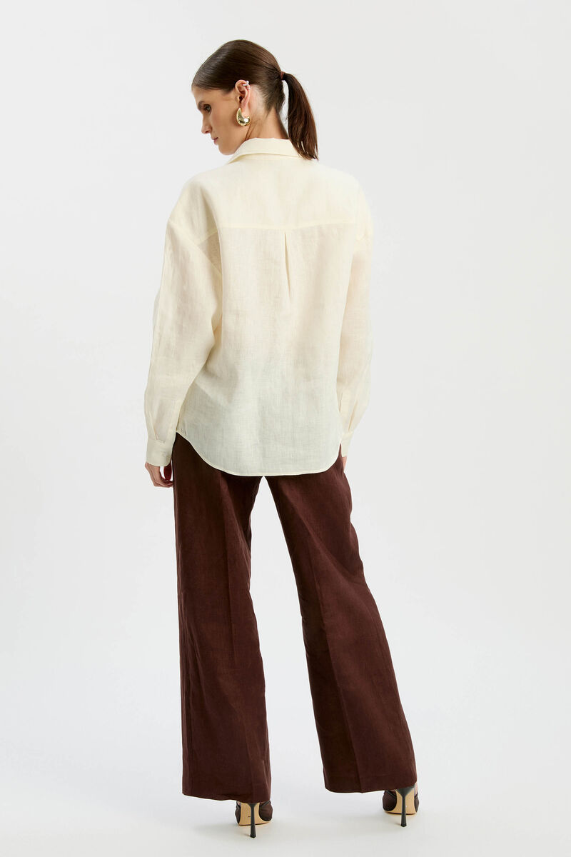 LANDER OVERSIZED LINEN SHIRT in colour EGGNOG
