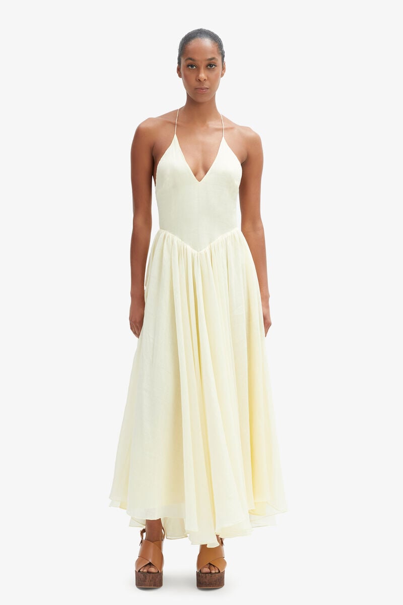 ARLETHA HALTER MAXI DRESS in colour CANARY YLW