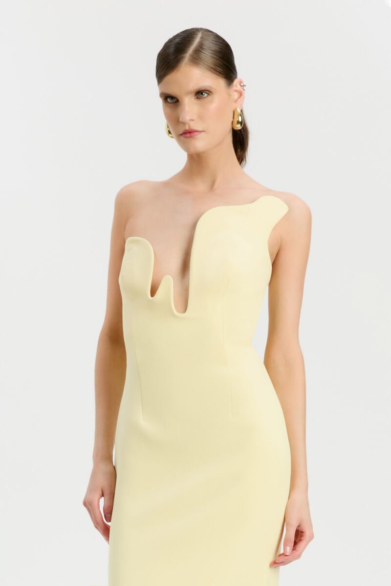 ROSALYN MIDI DRESS in colour Canary Yellow