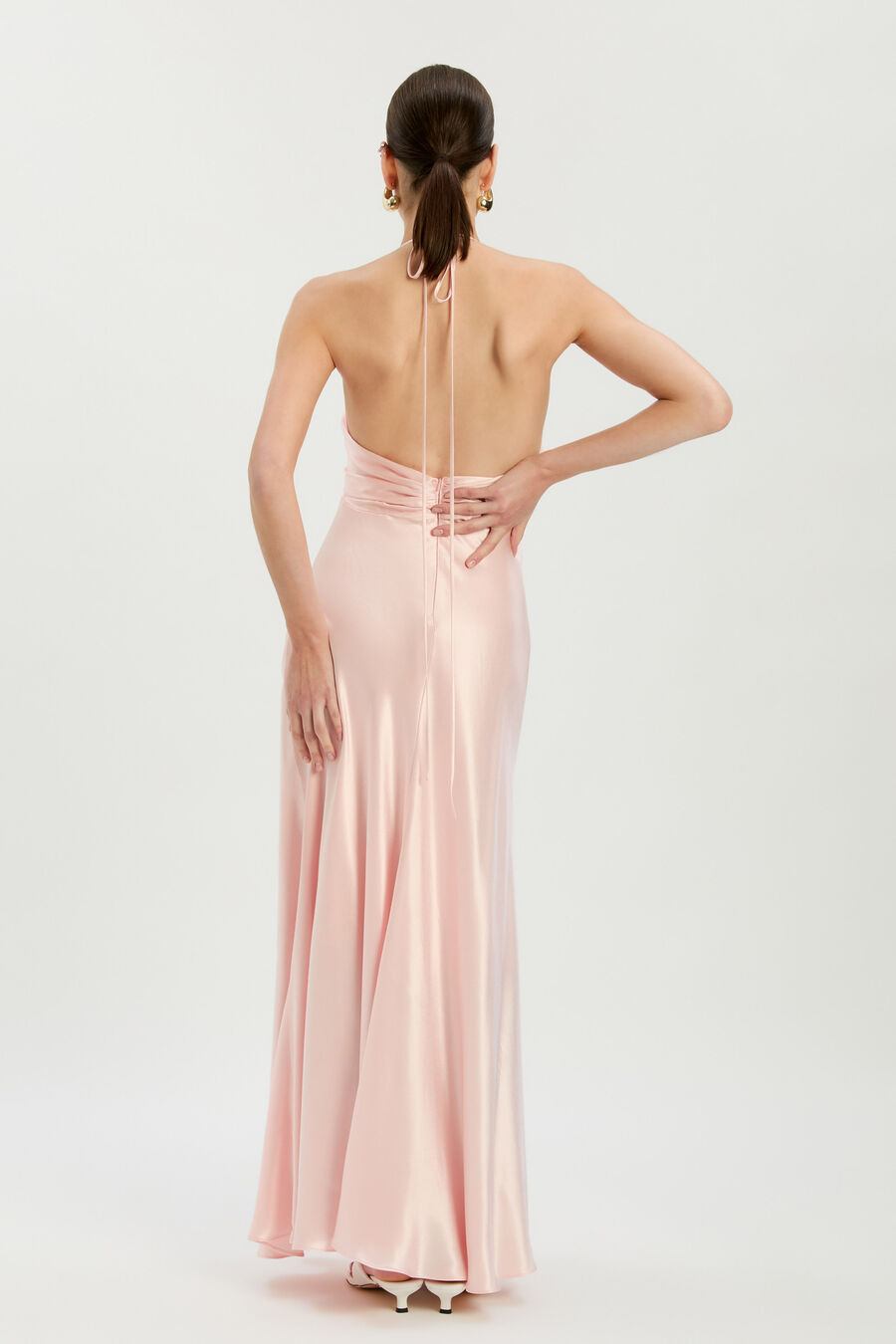 ISOLA HALTER NECK MAXI DRESS in colour Pink Petal