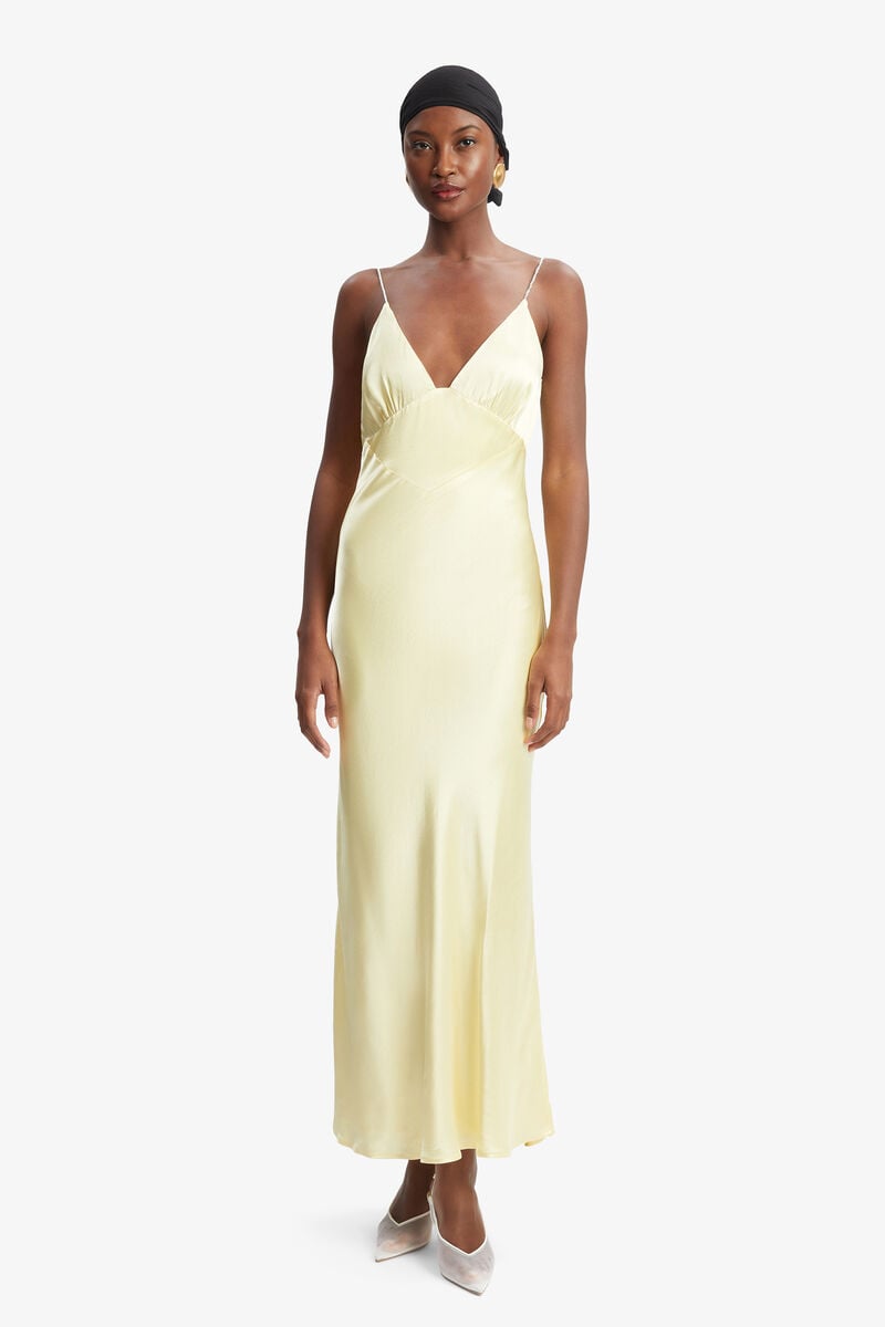 CAPRI DIAMONTE SLIP DRESS in colour CANARY YLW