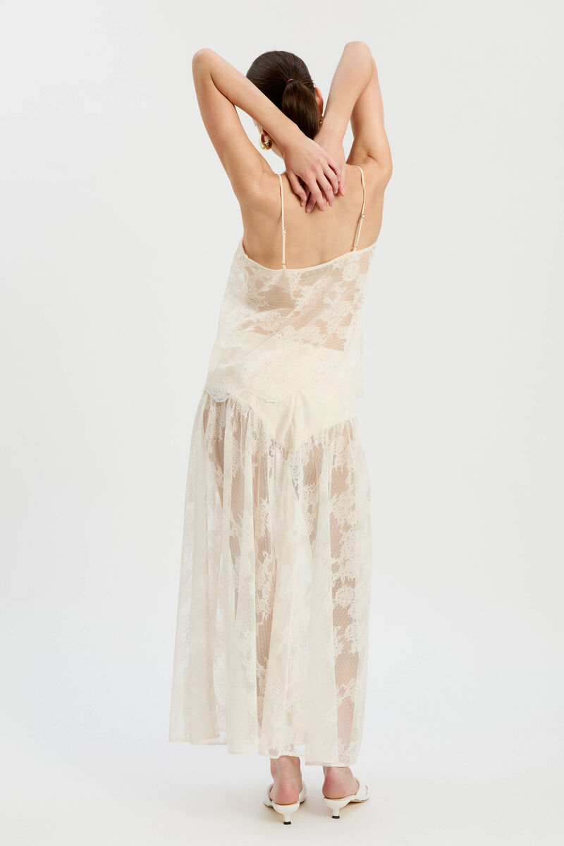 HILDIE HIGH WAISTED MIDI SKIRT in colour Light Beige