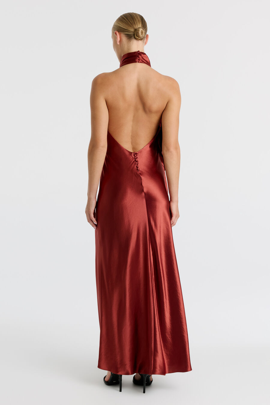 SIERRA DRAPE FRONT MAXI DRESS in colour Rust