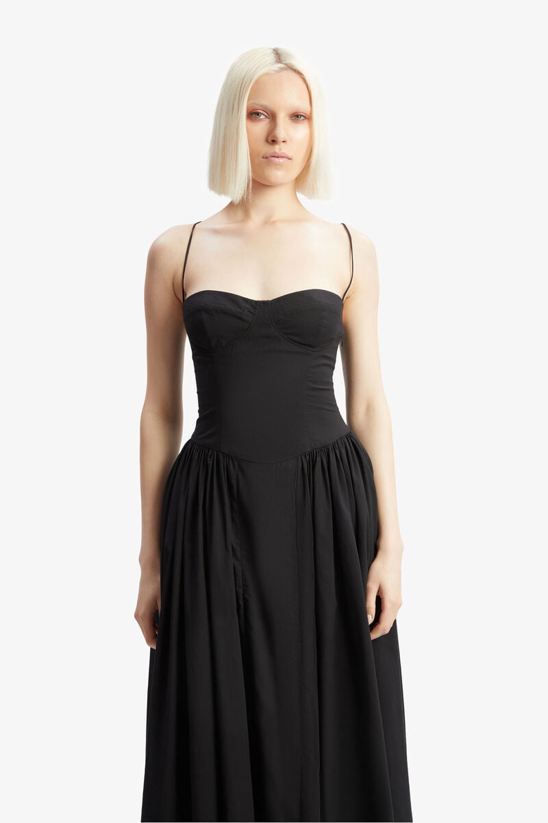 ESTIE COTTON MAXI DRESS in colour Black