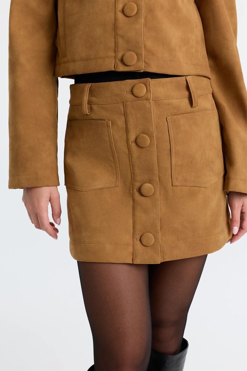 LORENZO CROC VEGAN SUEDE SKIRT in colour Camel