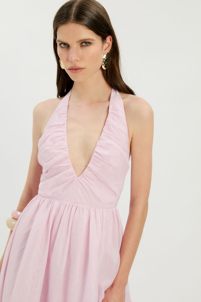 DOROTA HALTER NECK MIDI DRESS in colour Bliss Pink