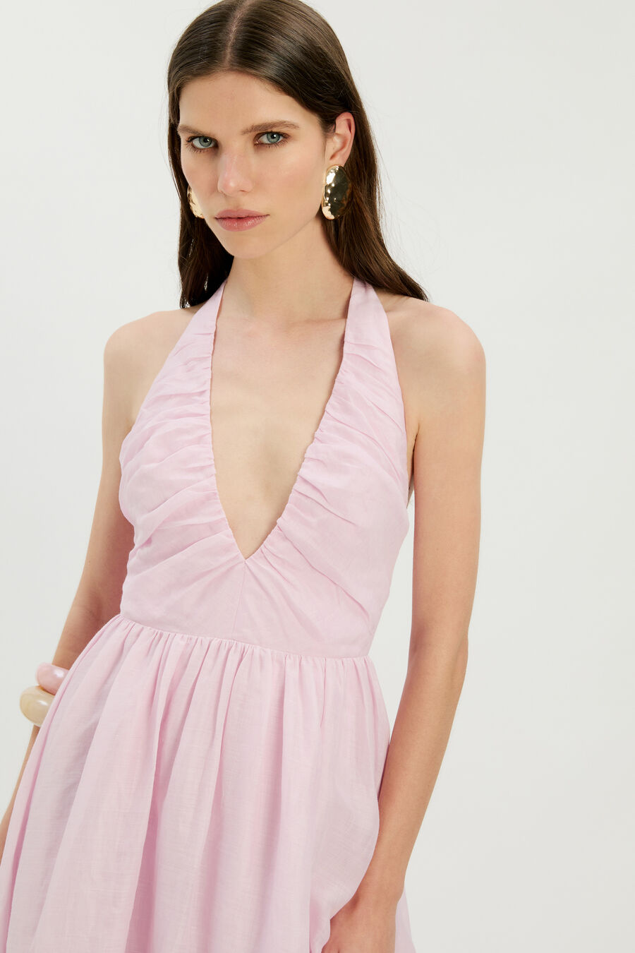 DOROTA HALTER NECK MIDI DRESS in colour Bliss Pink
